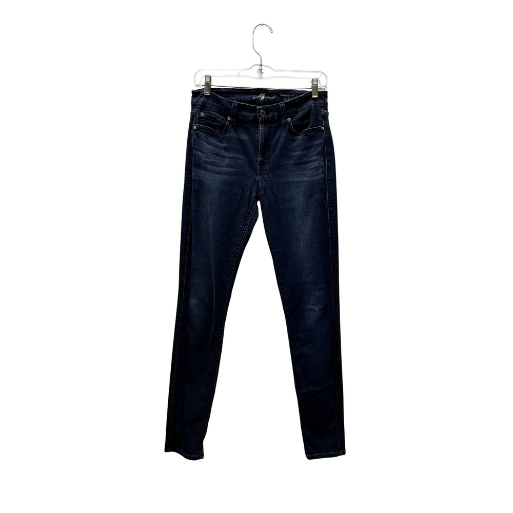 7 For All Mankind Skinny Jeans Women's Size 8 Dark Wash Blue Mid Rise Stretch